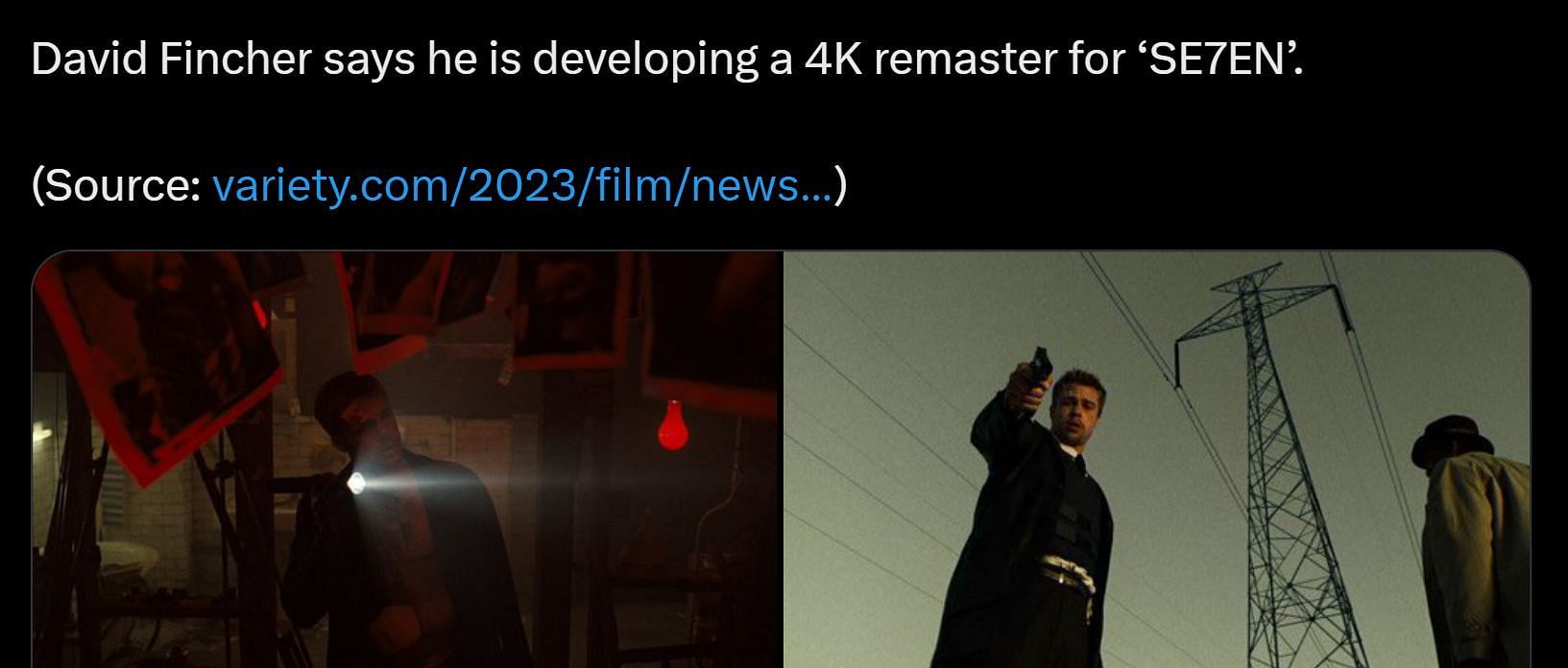 DF&#039;s post about Se7en remake (Image via Twitter)