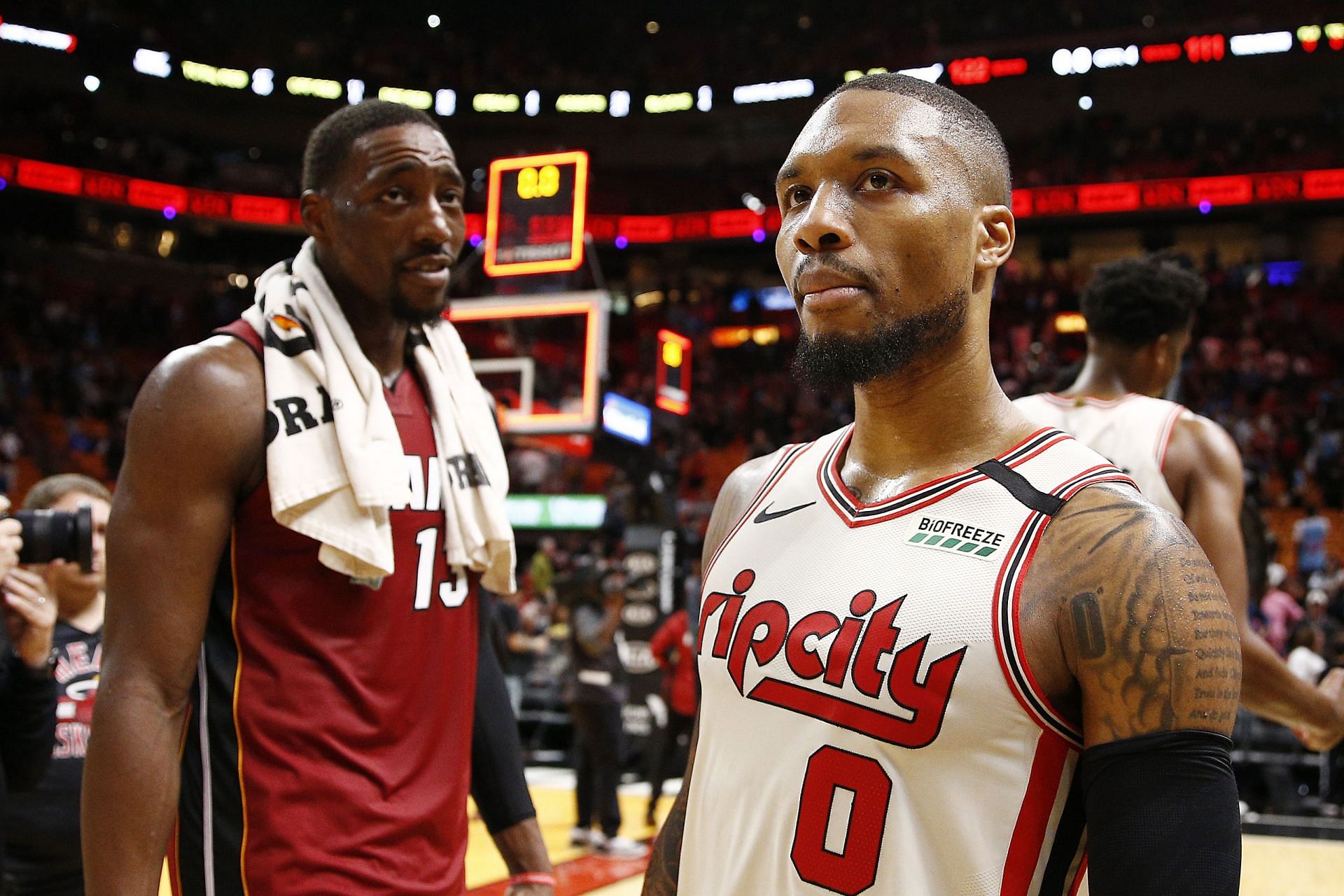 Miami Heat star big man Bam Adebayo and Portland Trail Blazers superstar point guard Damian Lillard