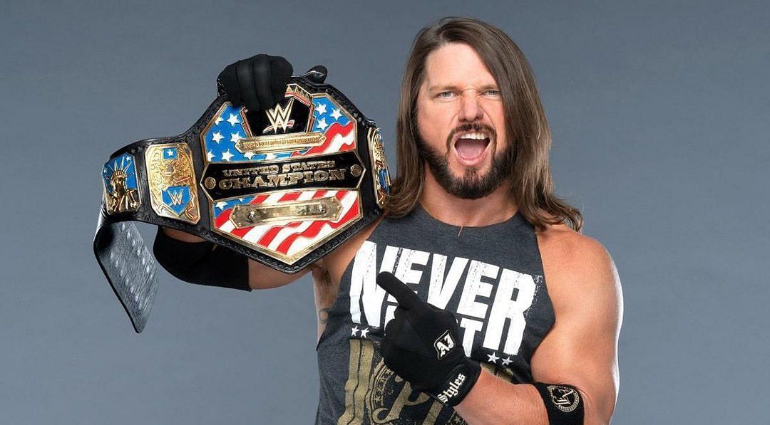 AJ Styles with his US title, Source: WWE&rsquo;s Instagram