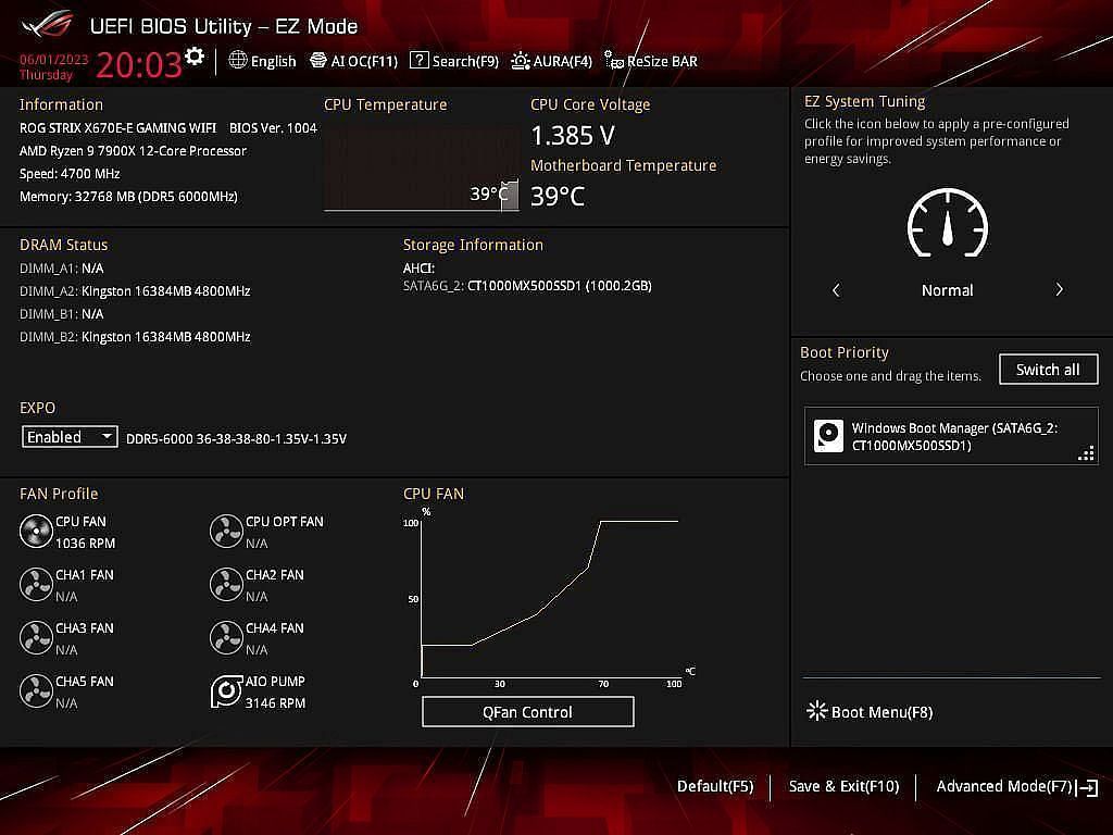 The EZ mode in the BIOS (Image via Sportskeeda)