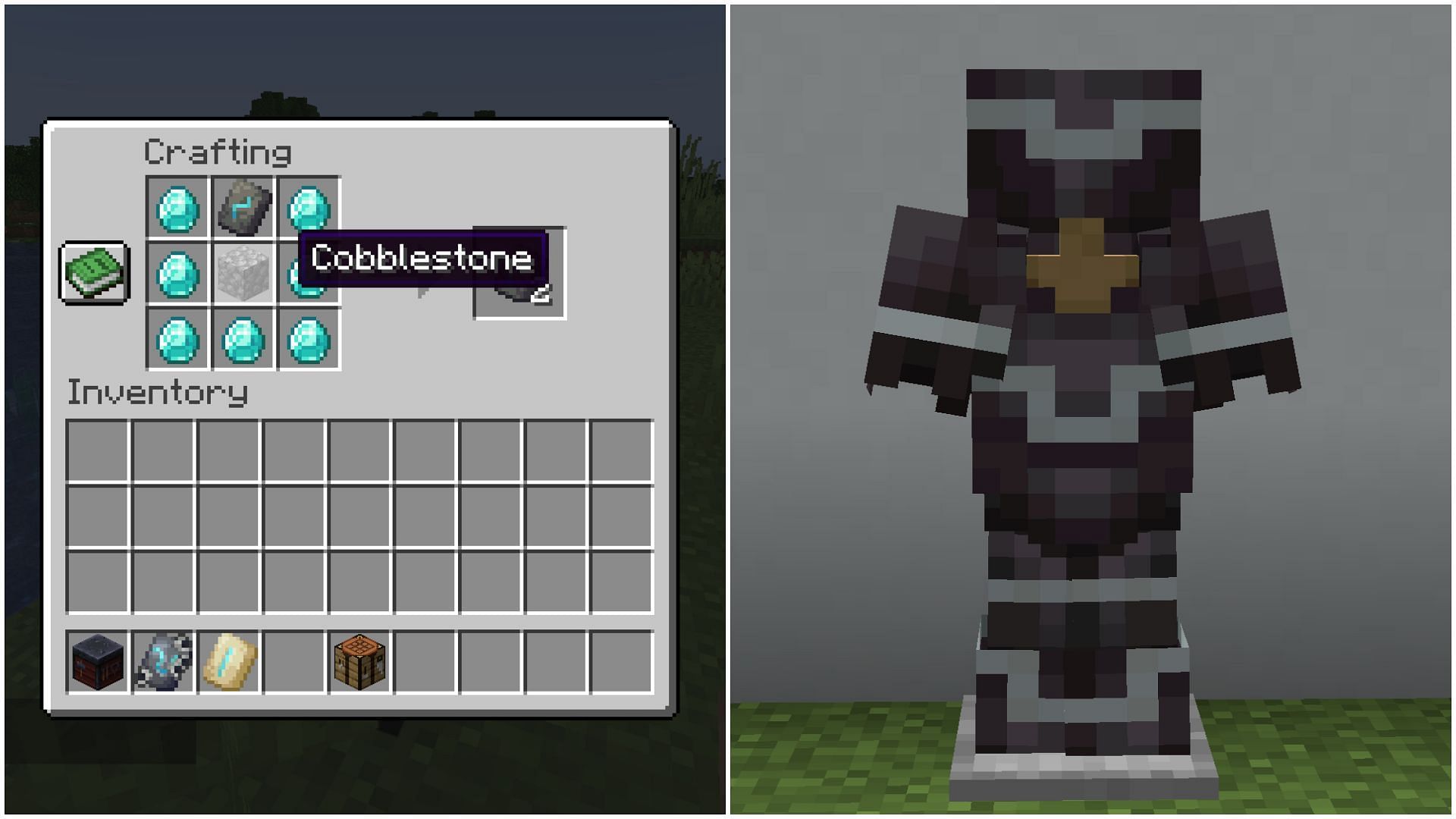 Cobblestone can be used to duplicate coast armor trim in Minecraft 1.20 (Image via Mojang)