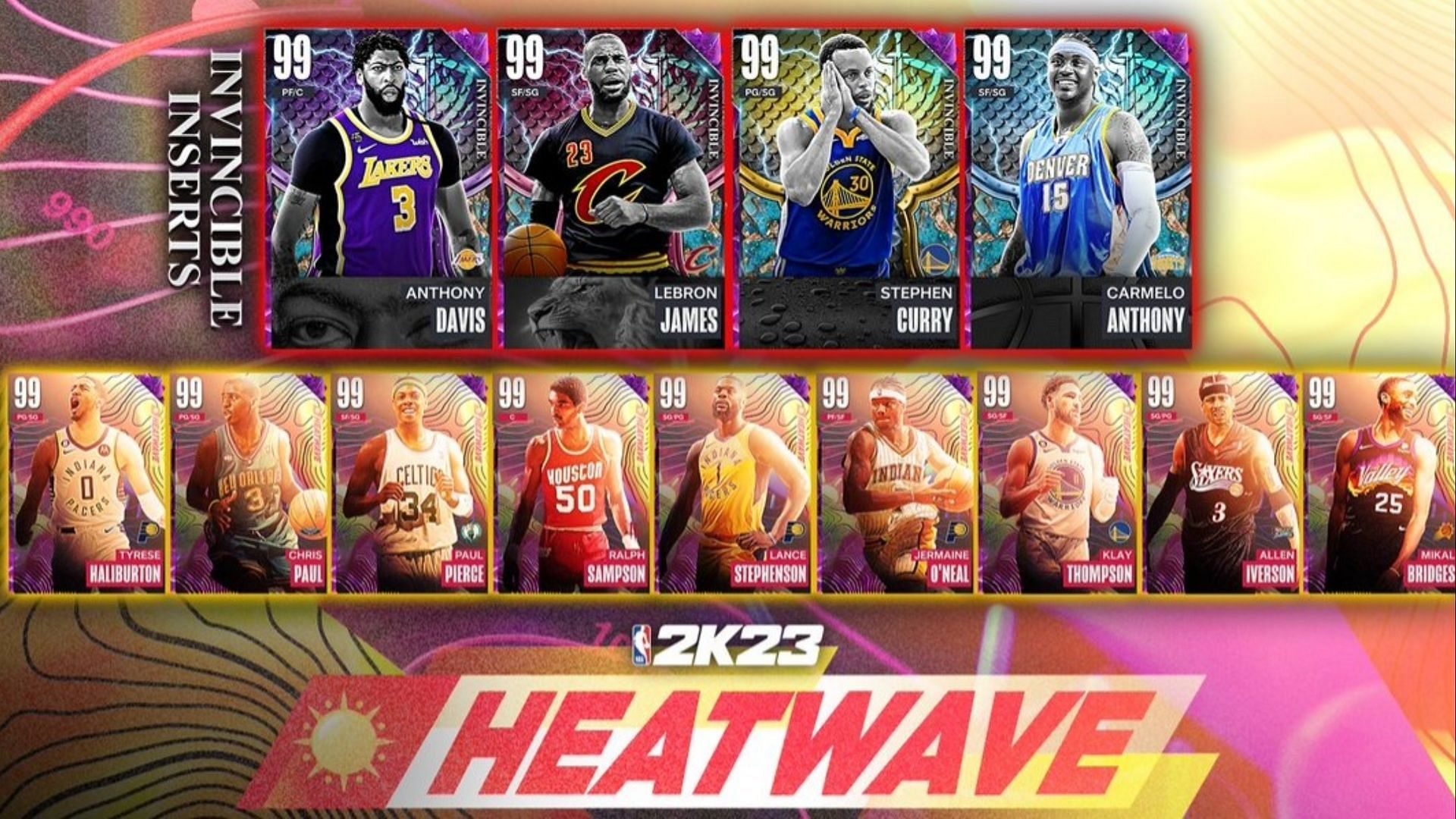 Complete list of all NBA 2K23 Heatwave promo cards available in MyTeam (image via 2K Sports)(