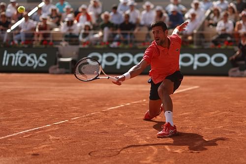 Novak Djokovic in action at the French Open