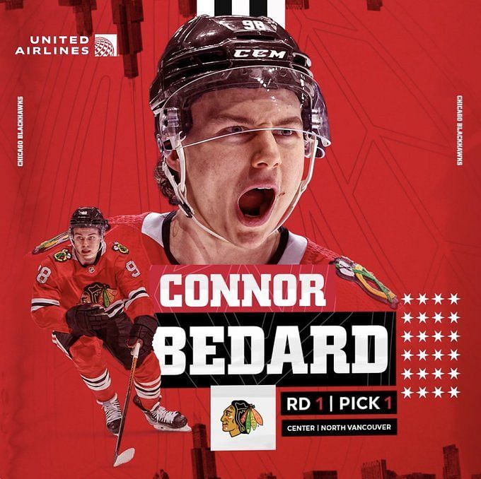 Connor Bedard Chicago Blackhawks jersey No. 1 pick 2023 NHL Draft gear