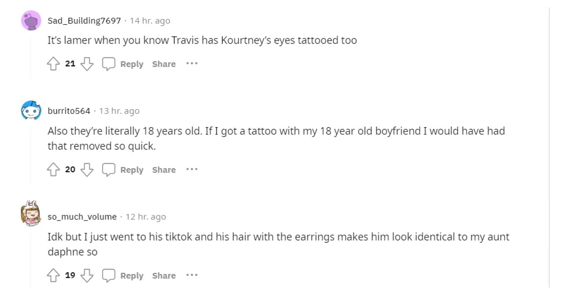 Netizens compared Landon&#039;s tattoo to his father Travis&#039; tattoo of Kourtney Kardashian (Image via Reddit)