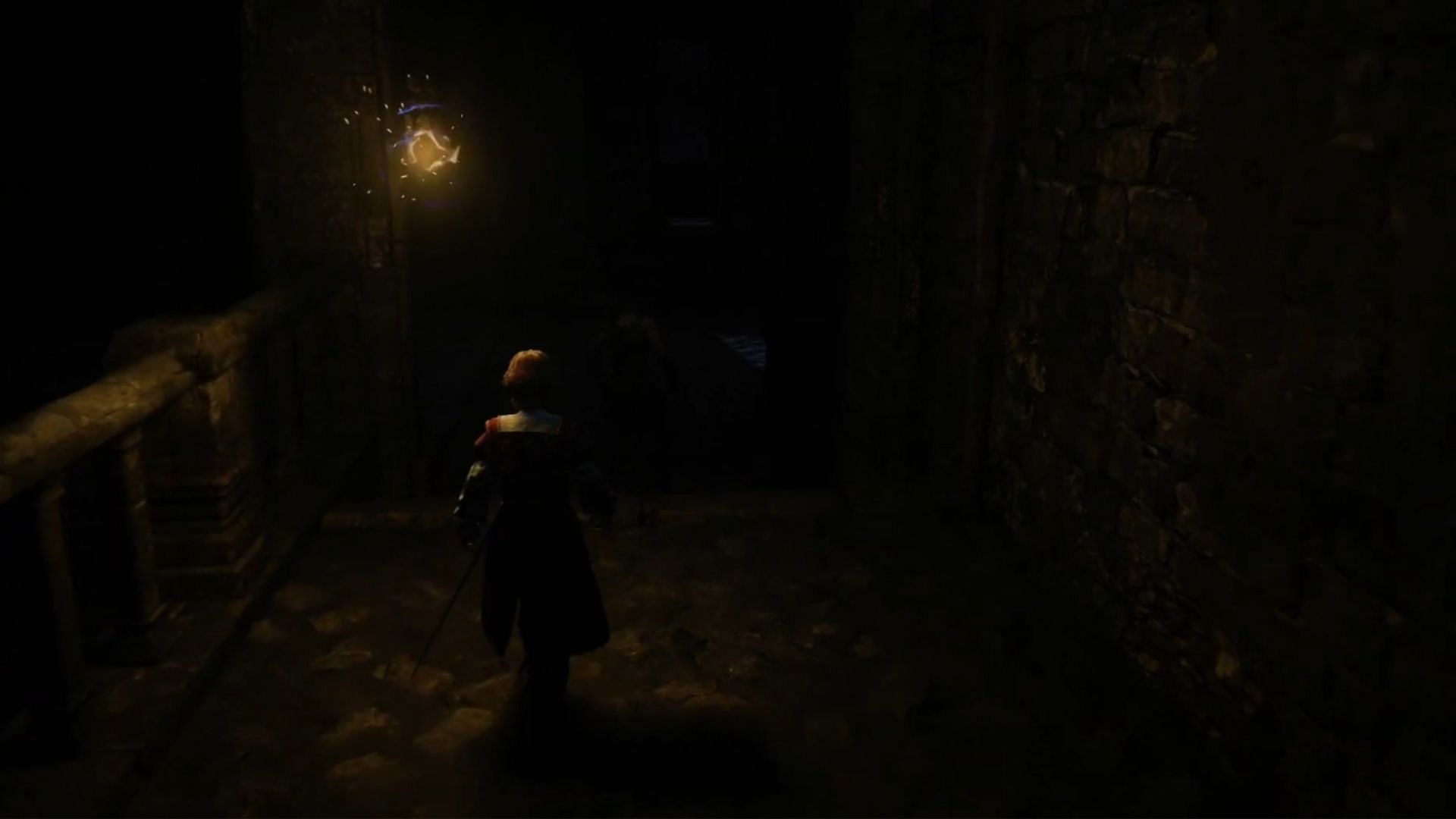 These passageways are dark, but at least Clive has a light (Image via Square Enix)