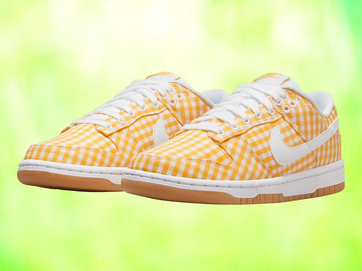 Nike Dunk Low Gingham Yellow sneakers (Image via Sportskeeda)