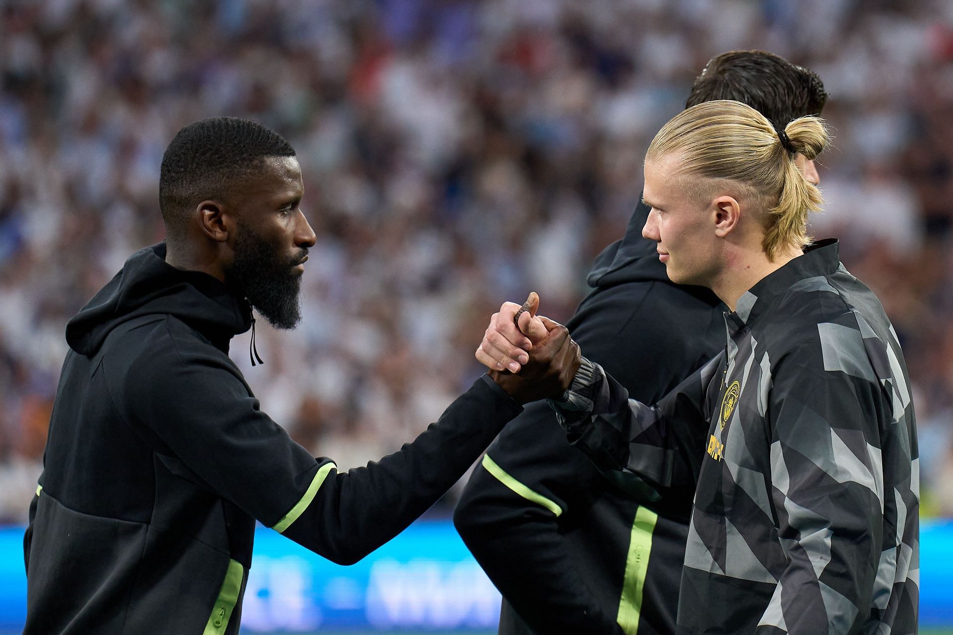 Antonio Rudiger (left) was confident after his impressive showing against Erling Haaland.