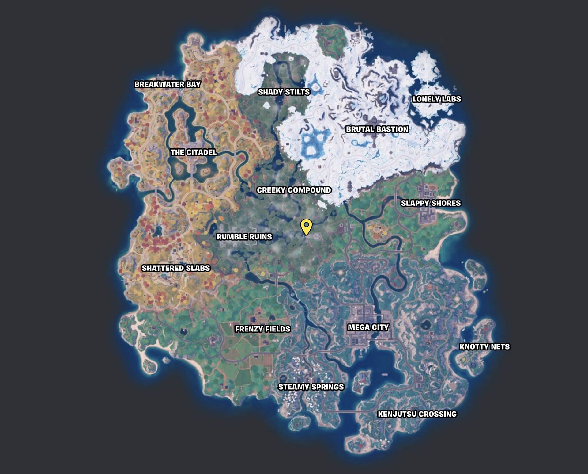 Head to this spot on the island (Image via Fortnite.GG)