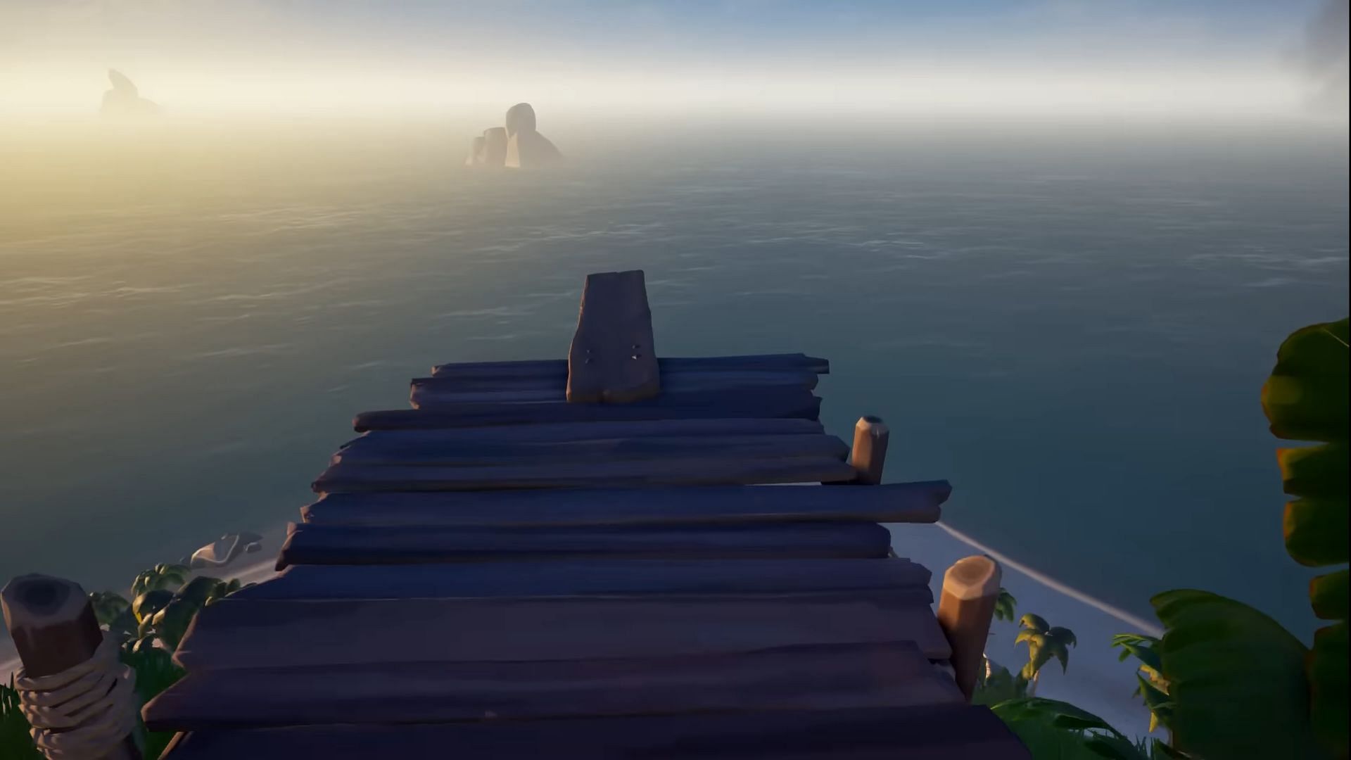 Head to the edge of this plank and then use the spyglass (Image via Sea of Thieves)