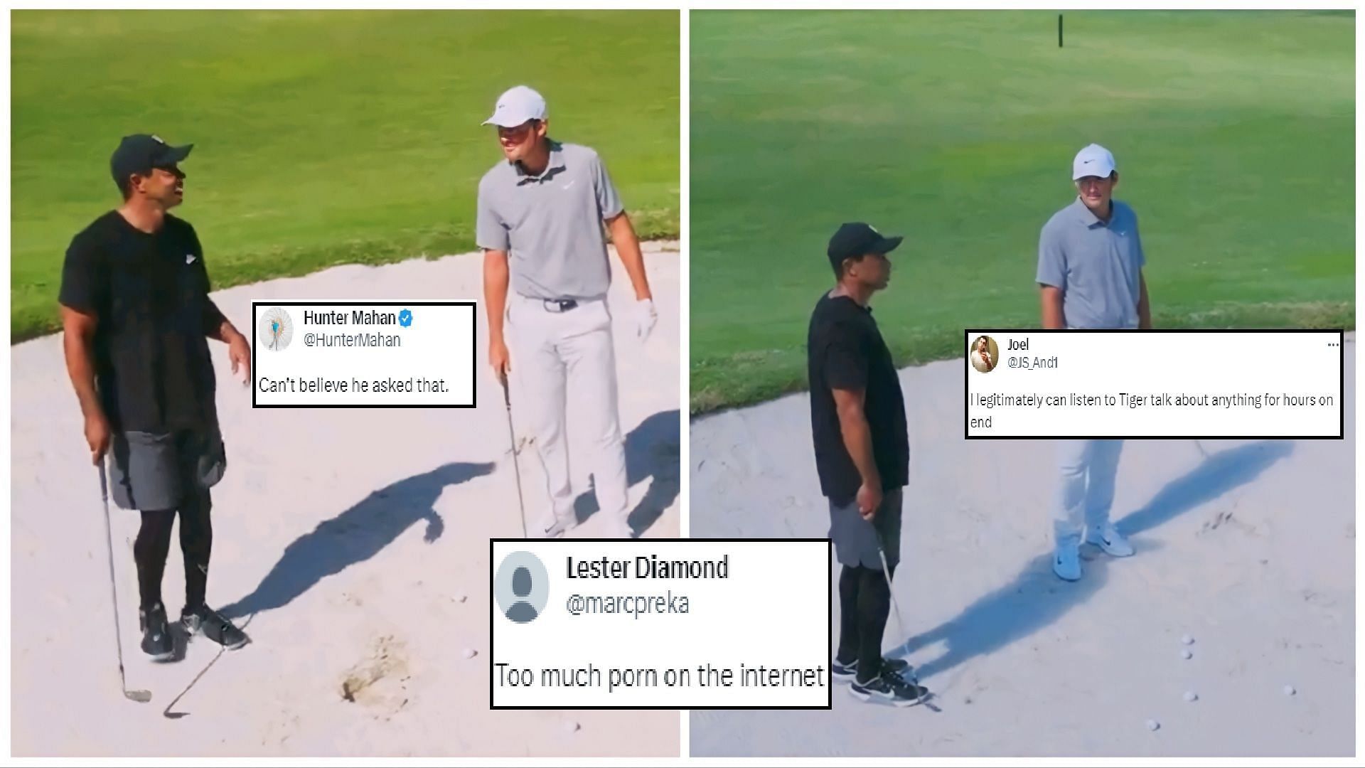 Tiger Woods and Scottie Scheffler (via Twitter/@NUCLRGOLF)