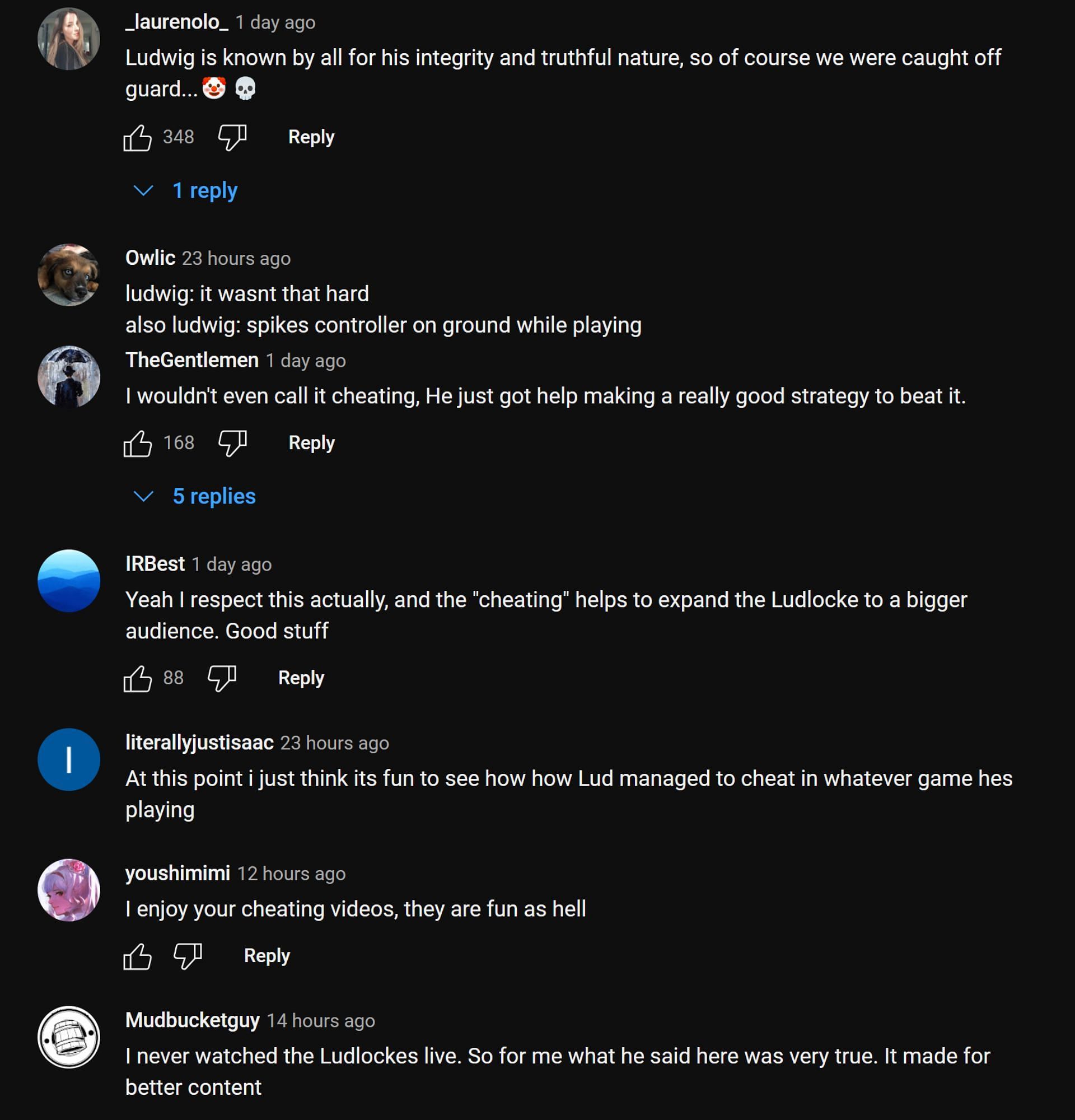 Fans sharing their thoughts on the streamer&#039;s explanation. (Image via Ludwin Clips/YouTube)