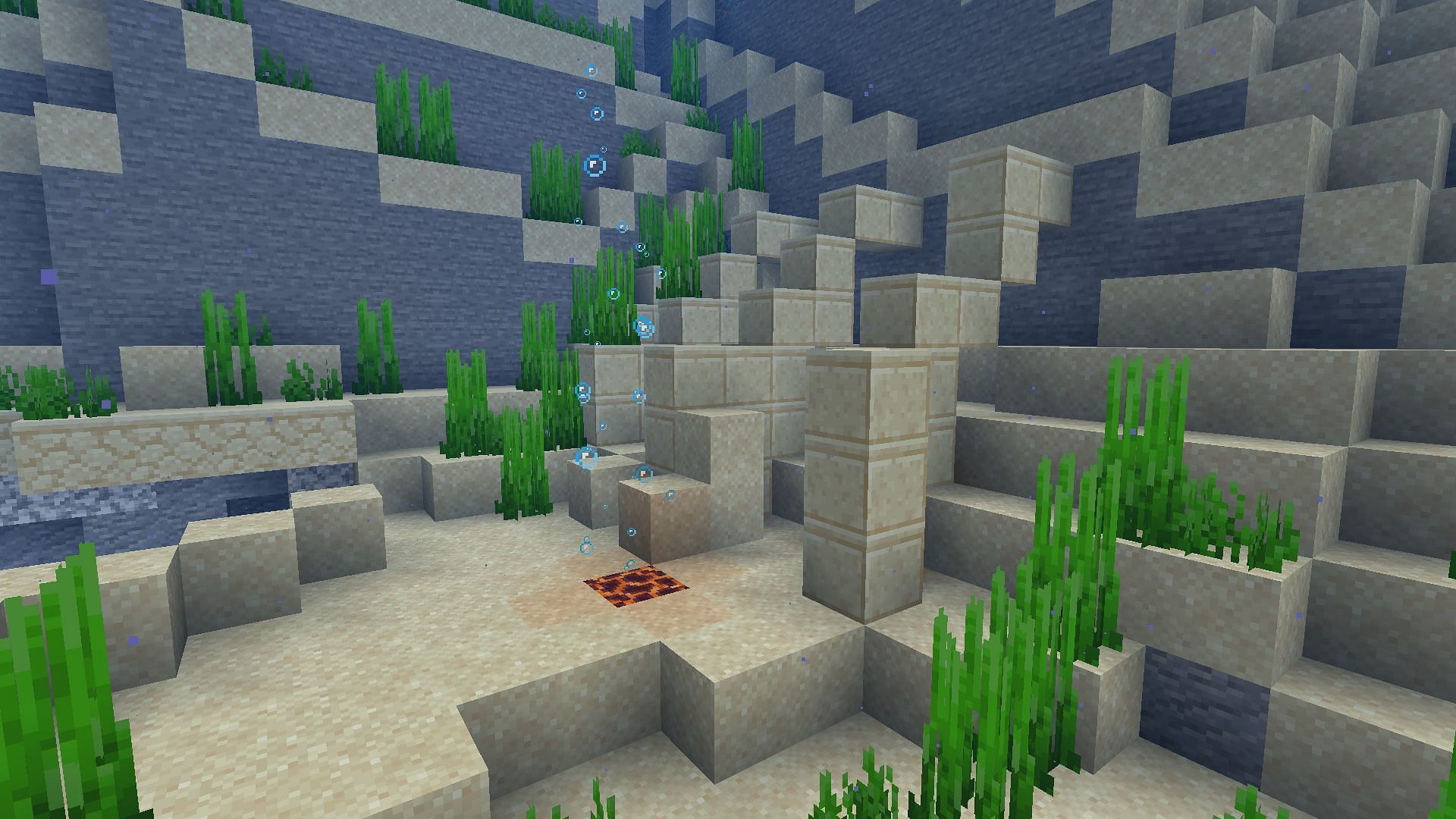 This Minecraft seed&#039;s set of ocean ruins may just yield a few archeological treasures (Image via Mojang)