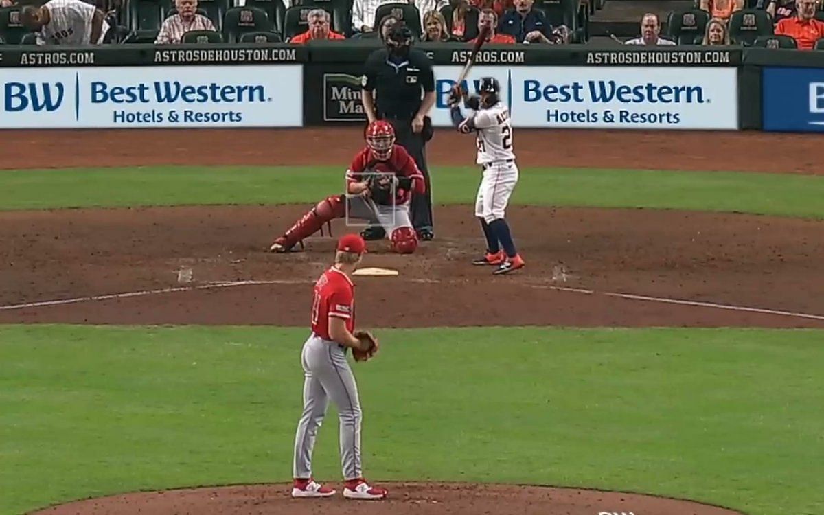 Angels rookie RHP, Ben Joyce, makes Jose Altuve look silly on some….very  fast pitches : r/baseball