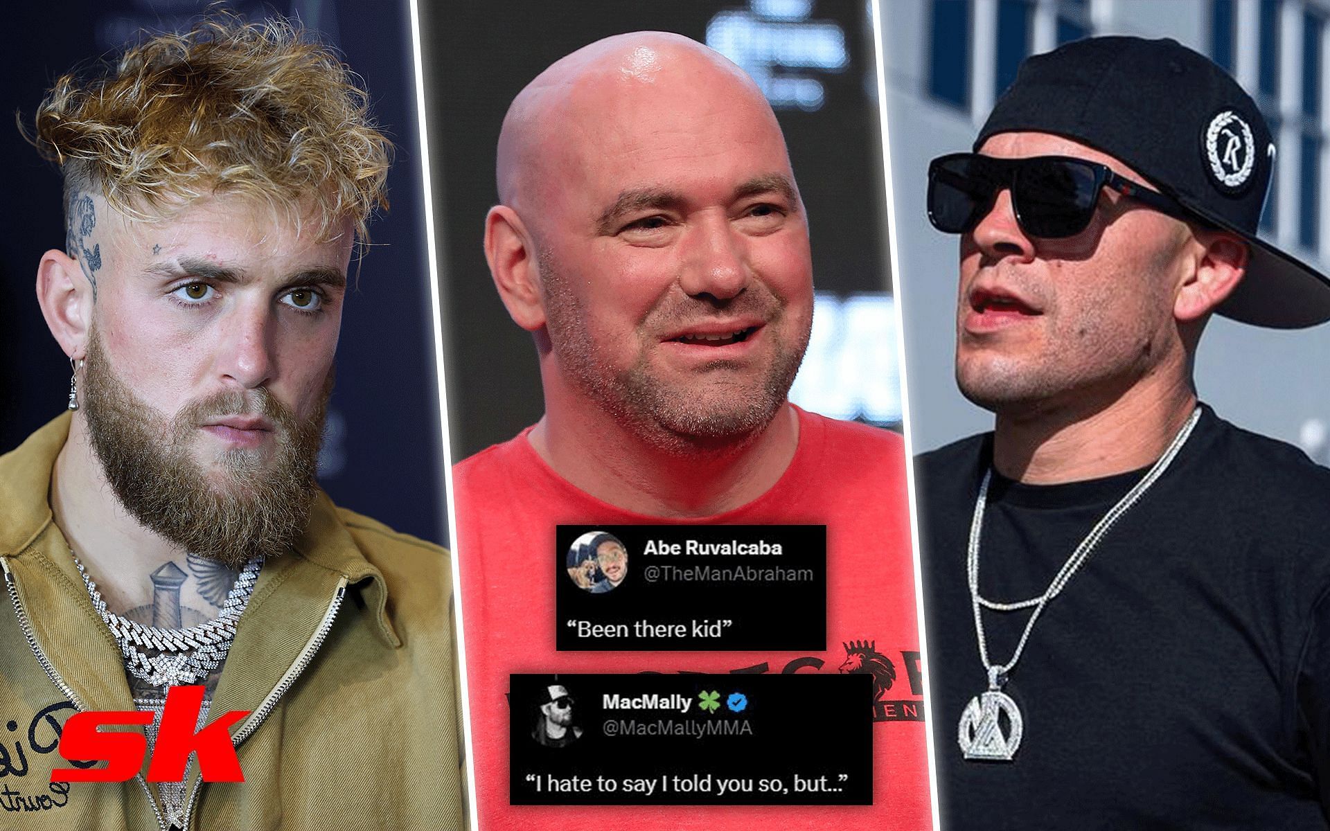 Jake Paul (left), Dana White (middle) and Nate Diaz (right) [Image credits: @natediaz209 on Instagram]