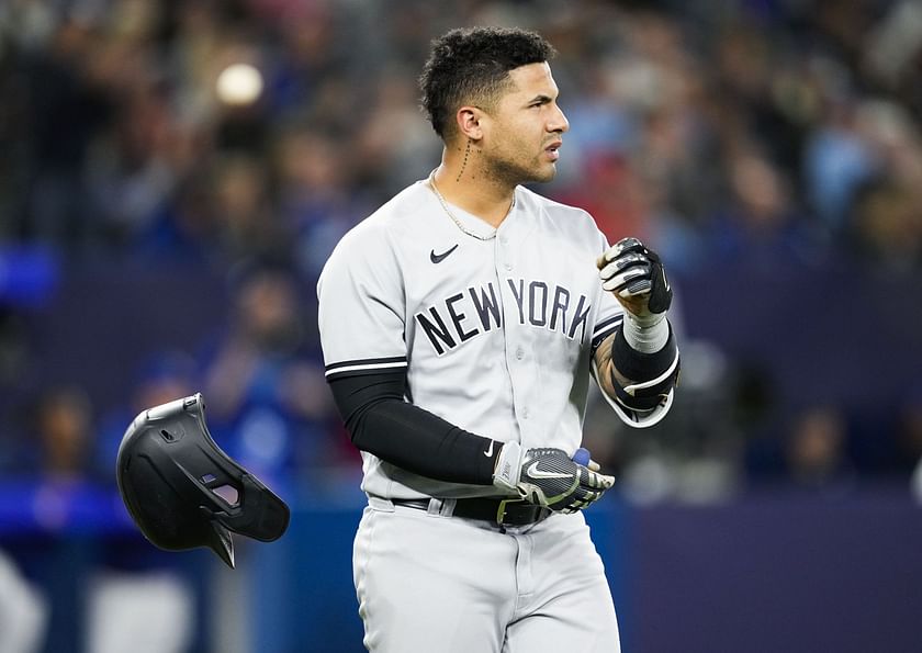 The New York Yankees' Gleyber Torres is not happy with a called