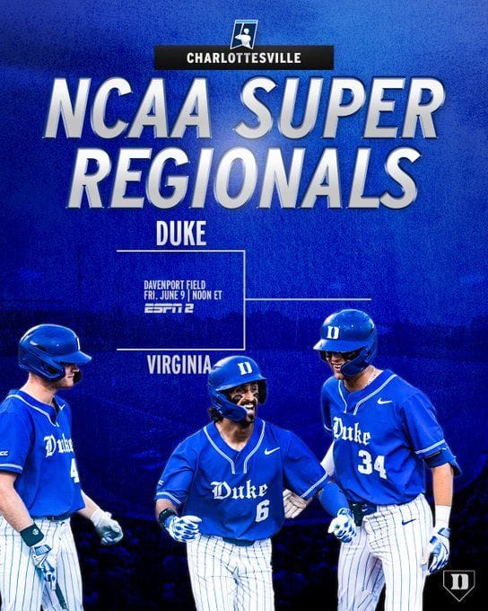 Duke at Virginia NCAA Baseball Super Regionals 2023 Venue, Start Time