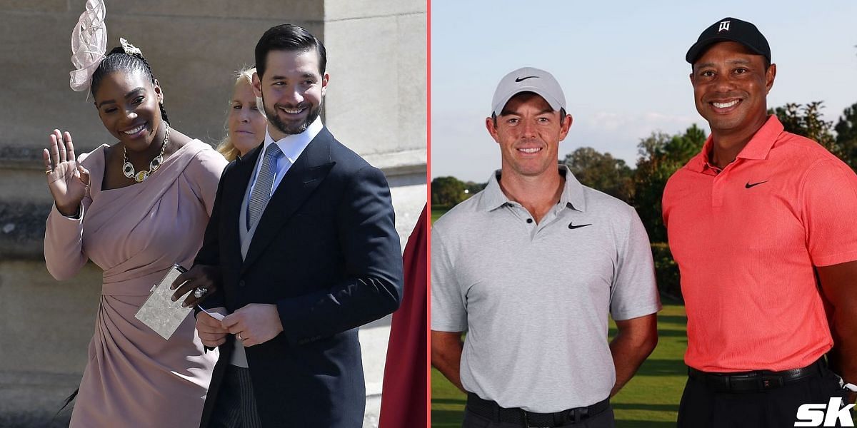 Serena Williams, Alexis Ohanian, Tiger Woods, and Rory McIlroy