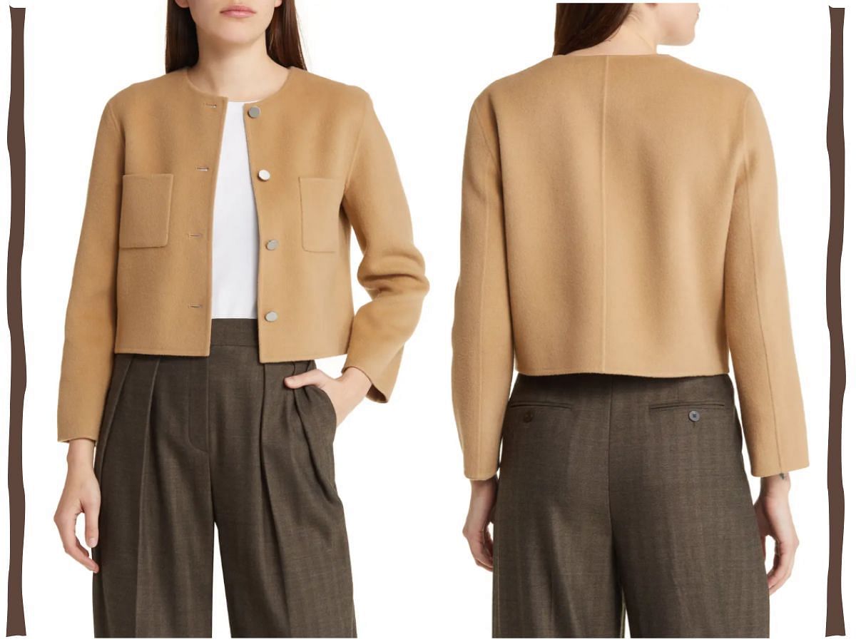 Theory Wool &amp; Cashmere Crop Jacket (Image via Sportskeeda)