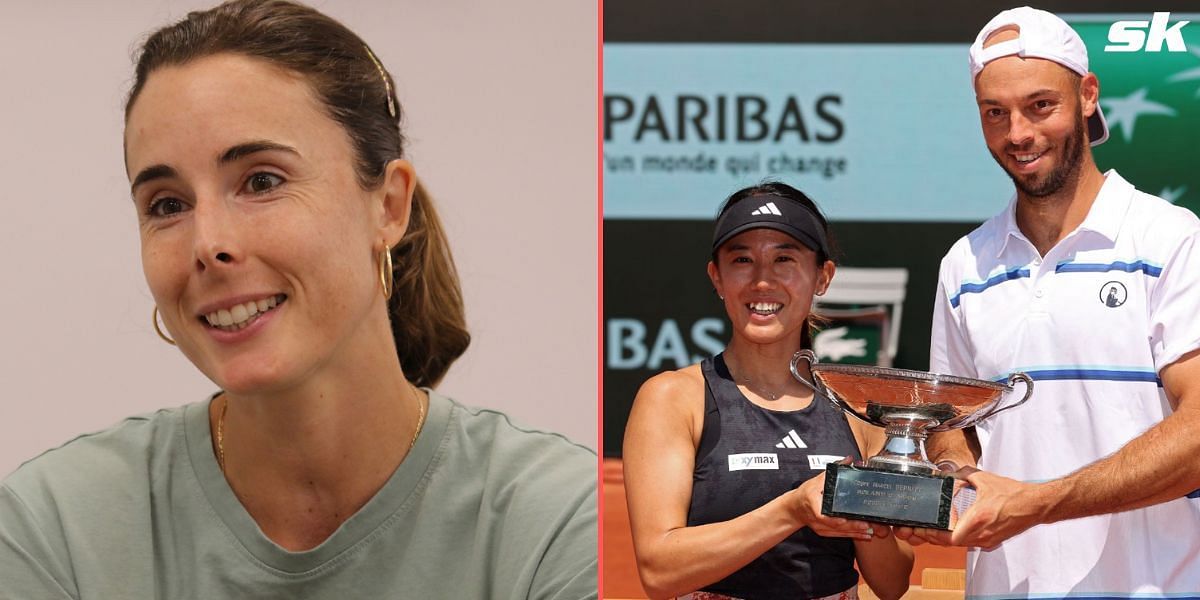 Alize Cornet congratulates the doubles pair Miyu Kato and Tim Puetz