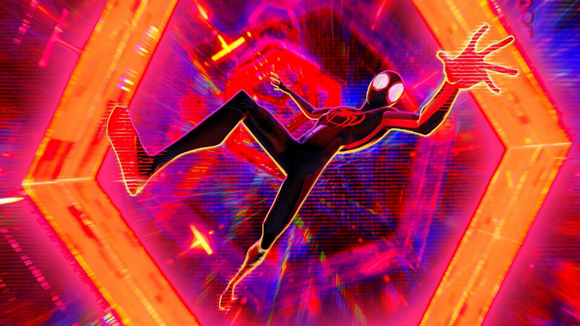 Miles Morales jumping through the multiverse in Across the Spider-Verse (Image via Sony Pictures Entertainment)