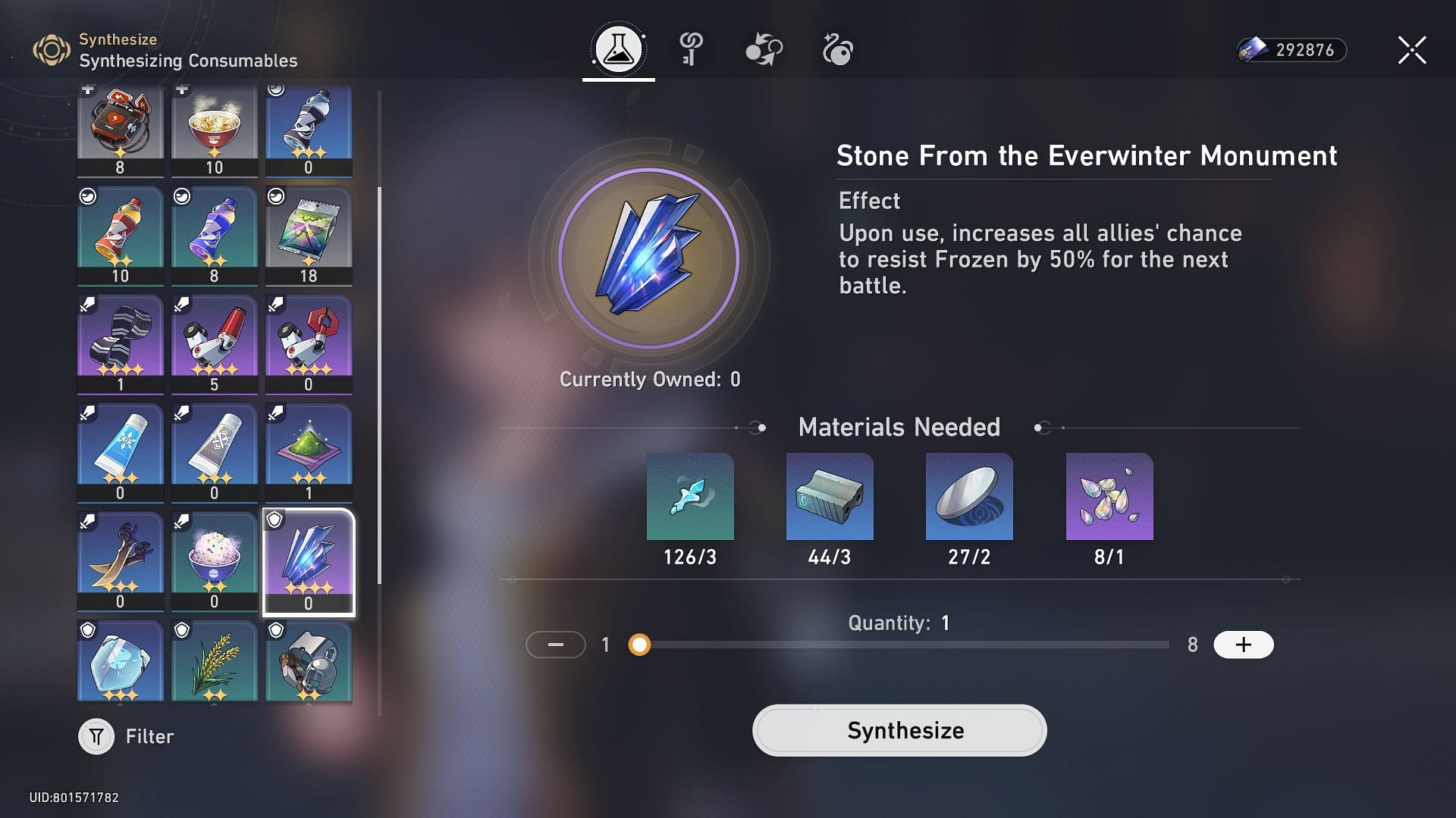 Craft the Stone from the Everwinter Monument from the Omni-Synthesizer (Image via HoYoverse)