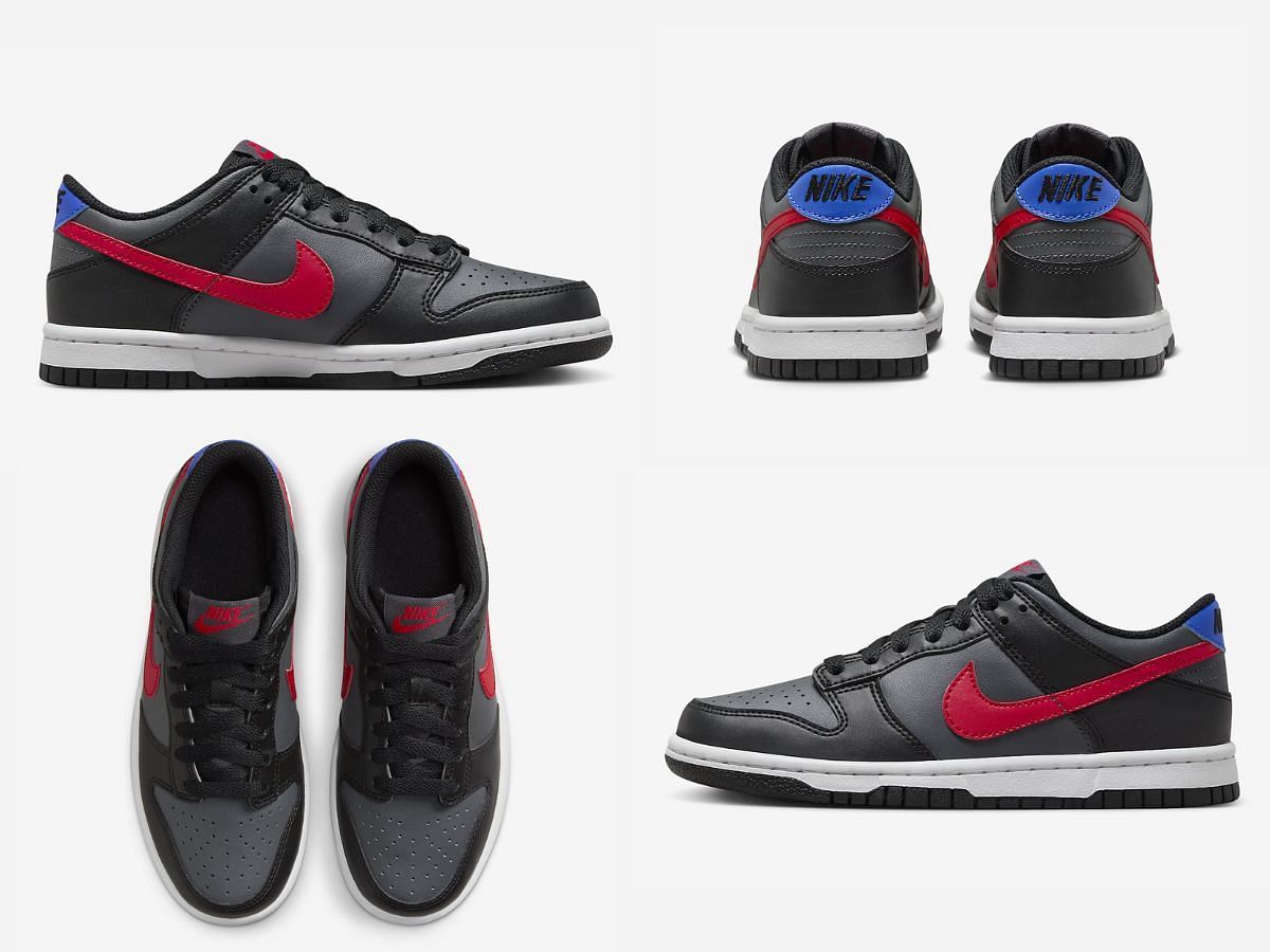 The upcoming Nike Dunk Low &quot;Black Red&quot; sneakers are slated to be released in grade school sizes (Image via Sportskeeda)