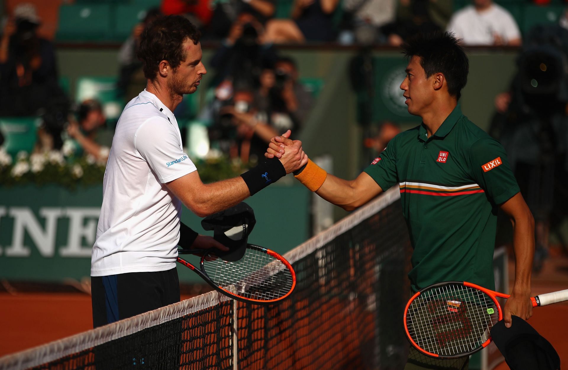 Andy Murray and Kei Nishikori at the 2017 French Open