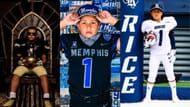 He has visited Purdue (L), Memphis (C), and Rice (R). Credit: Baby Gronk's IG