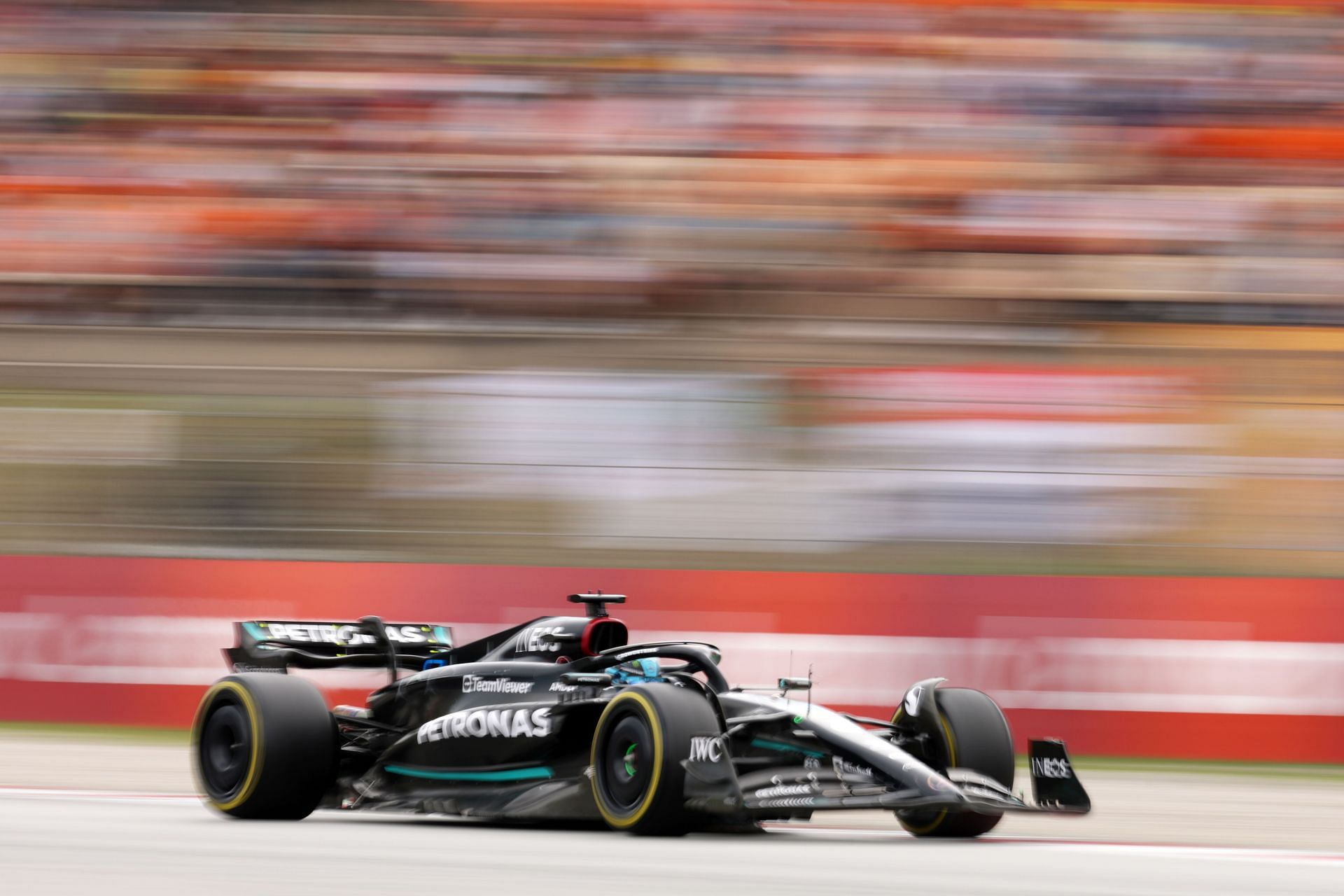 George Russell&#039;s W14 coursing through the track at the Spanish GP (Photo by Adam Pretty/Getty Images)