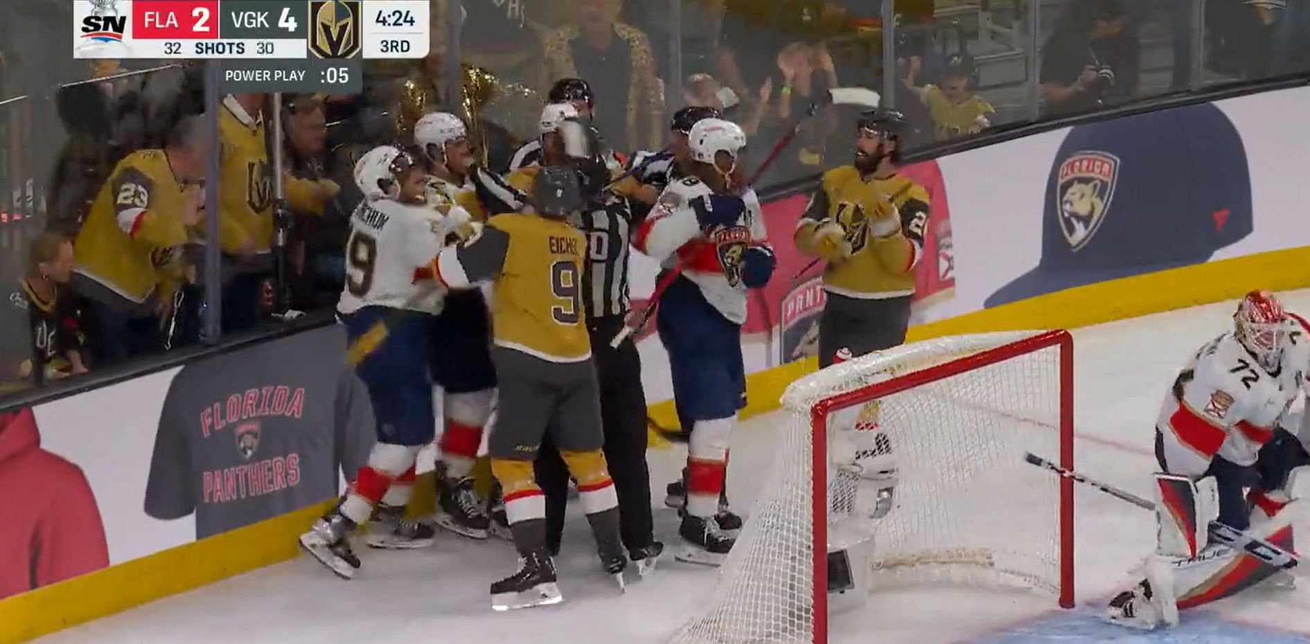 WATCH: Matthew Tkachuk and Sam Bennett start huge brawl in Game 1 of Stanley Cup Finals