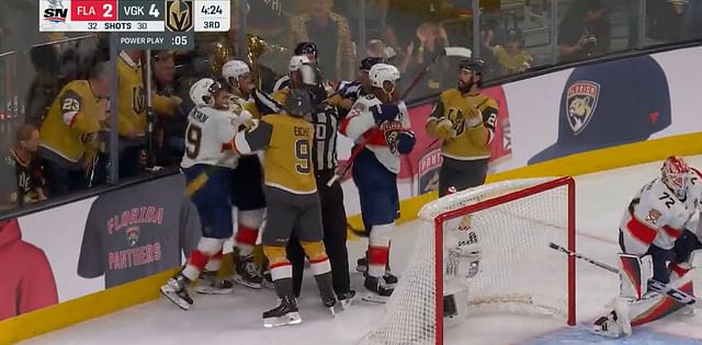 WATCH: Matthew Tkachuk and Sam Bennett start huge brawl in Game 1 of Stanley Cup Finals