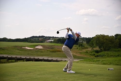 Ernie Els playing at the 2023 KitchenAid Senior PGA Championship (Image via Getty)