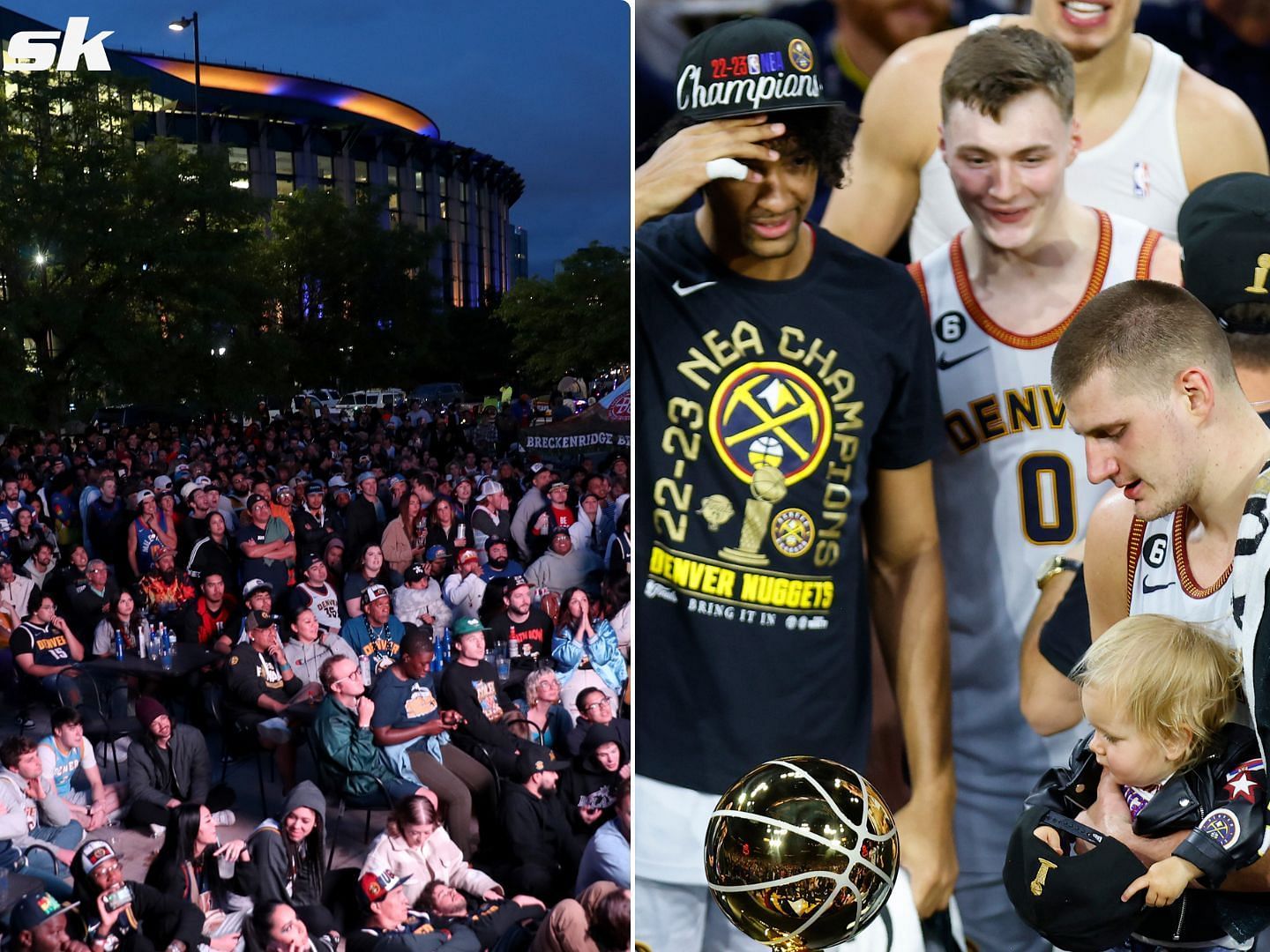 Denver Nuggets fans celebrate the team