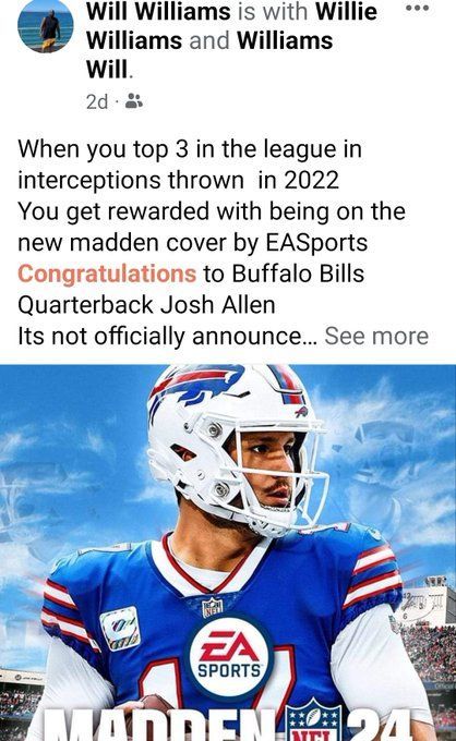 Schefter] The #Madden24 cover reveal: Josh Allen : r/nfl