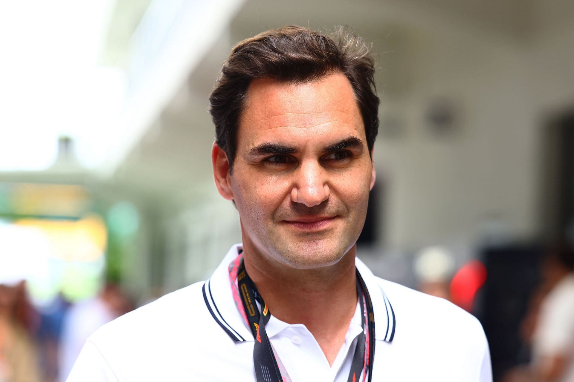 Roger Federer pictured at the F1 Grand Prix of Miami.