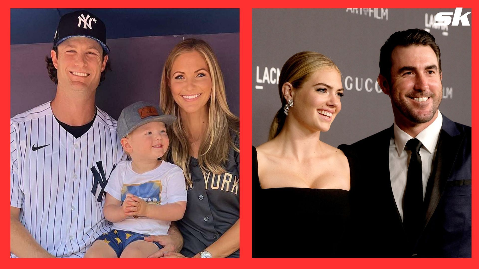 Gerrit Cole and Justin Verlander with their wives