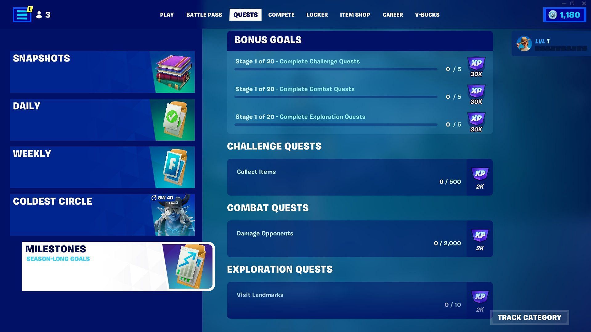 Milestones have been changed in the new Fortnite season (Image via Epic Games)