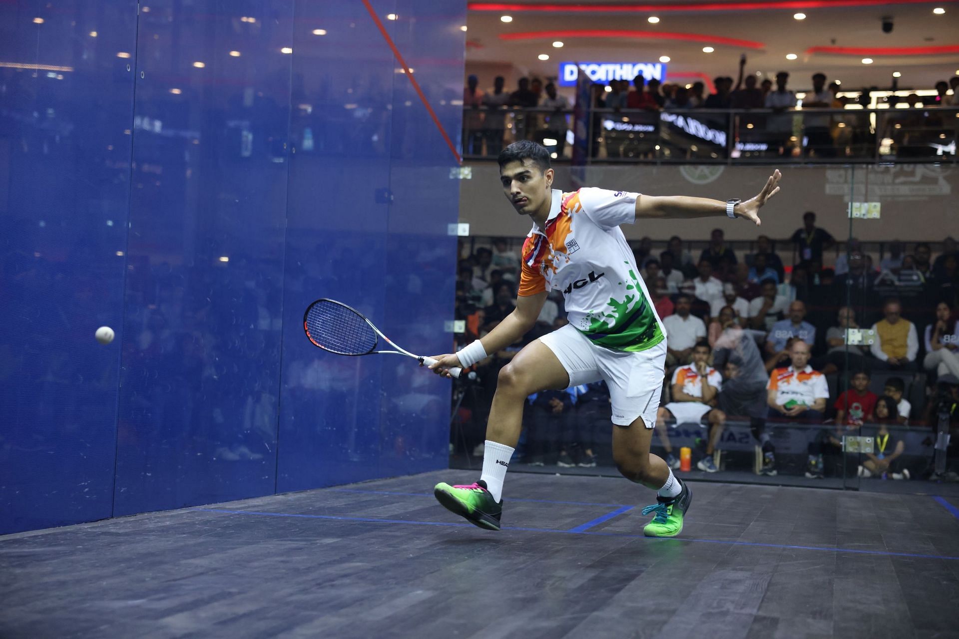 Abhay Singh in action for India at the Squash World Cup 2023