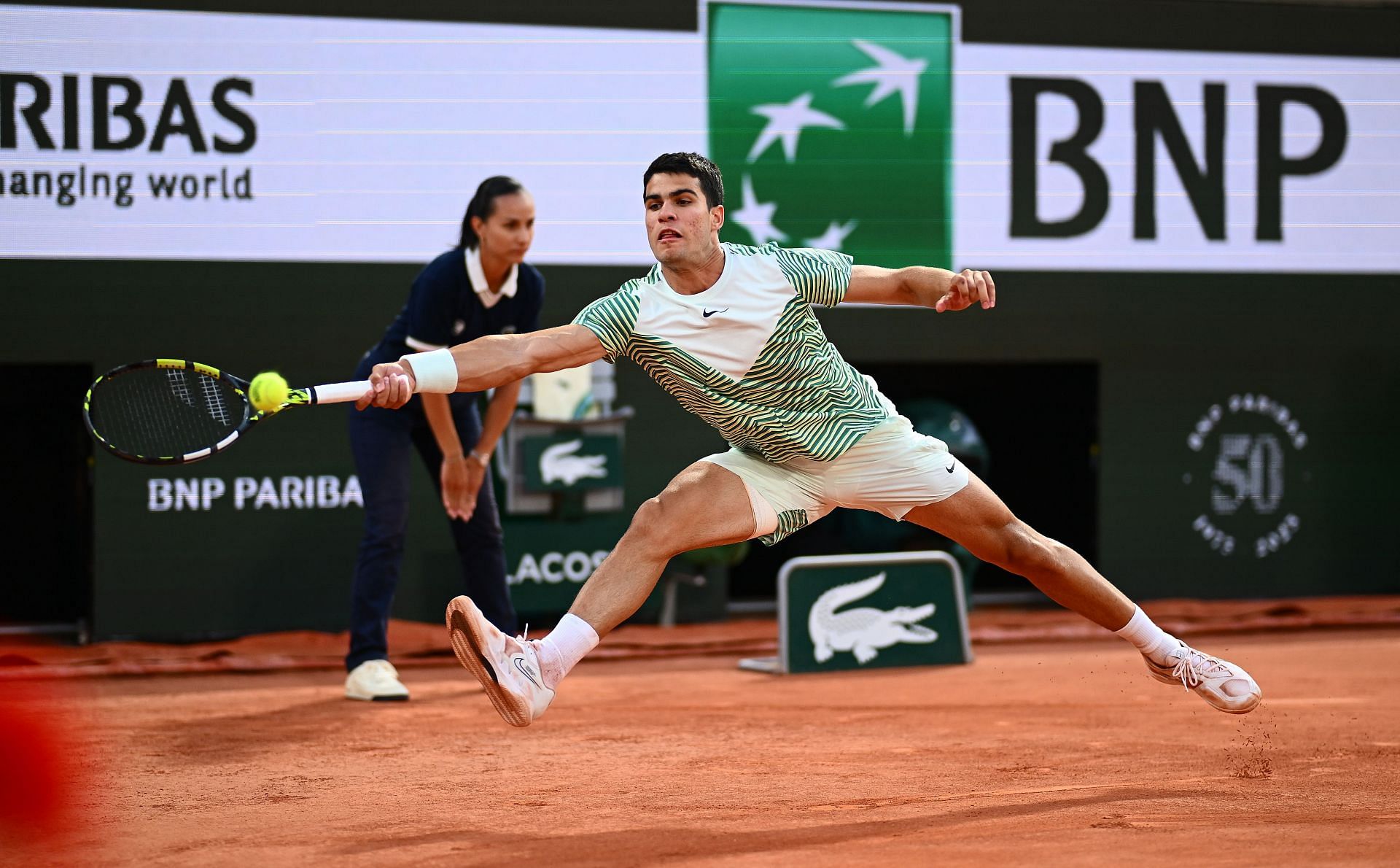 Carlos Alcaraz in action at the French Open