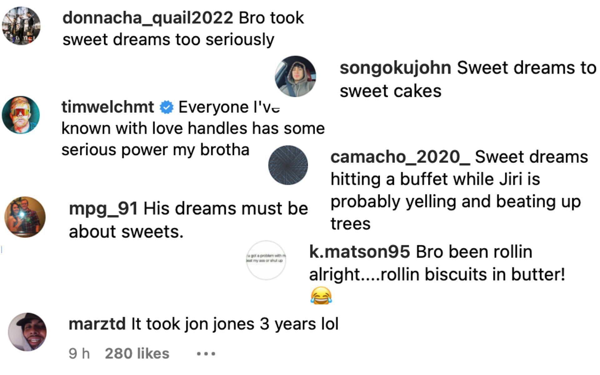 Fans joke under Kevin Holland's post about Jamahal Hill's weight gain. [via Instagram @trailblaze2top]