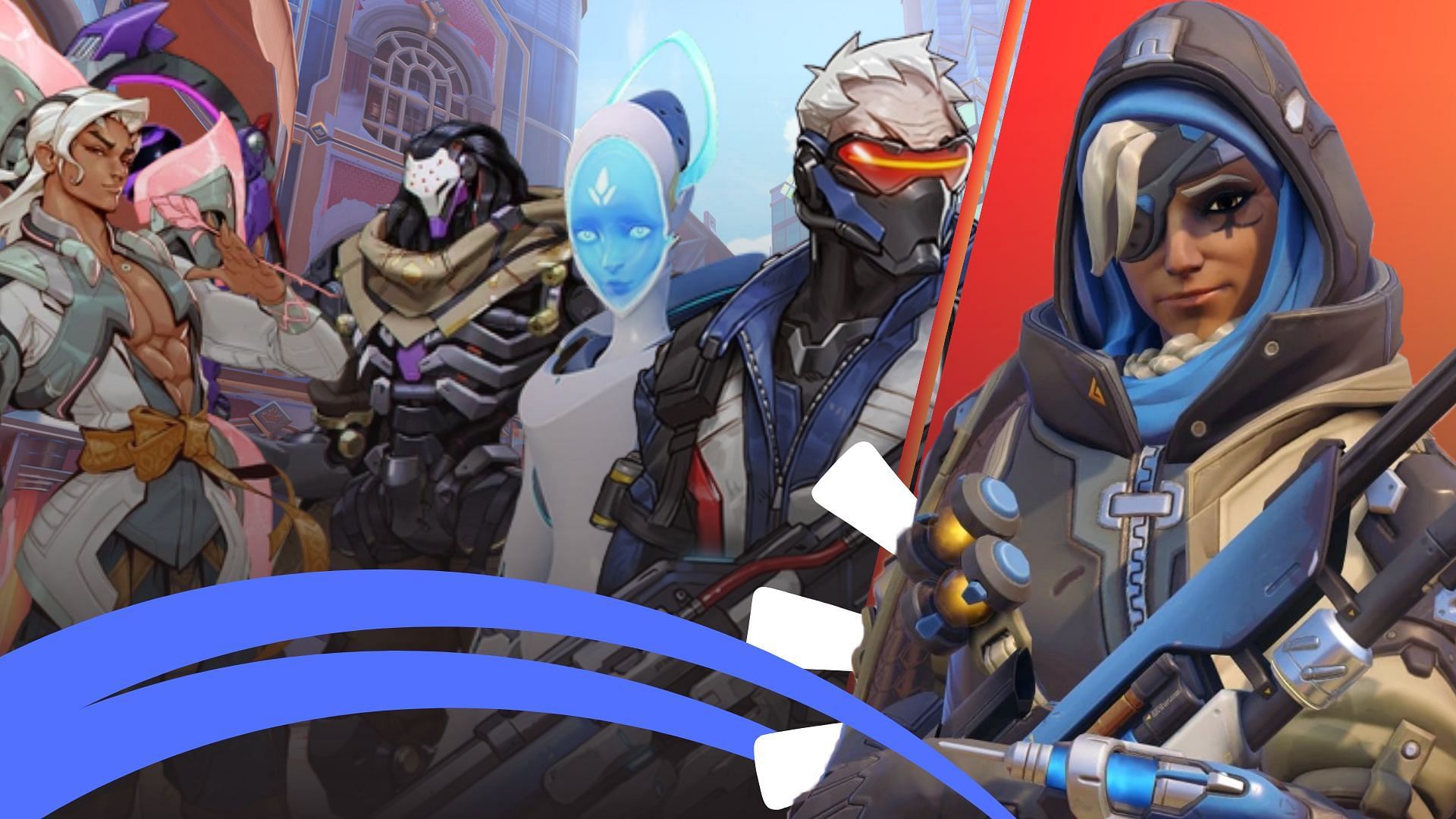 Team comp with Ramattra, Soldier 76, Echo, Ana, and Lifeweaver (Image via Sportskeeda)