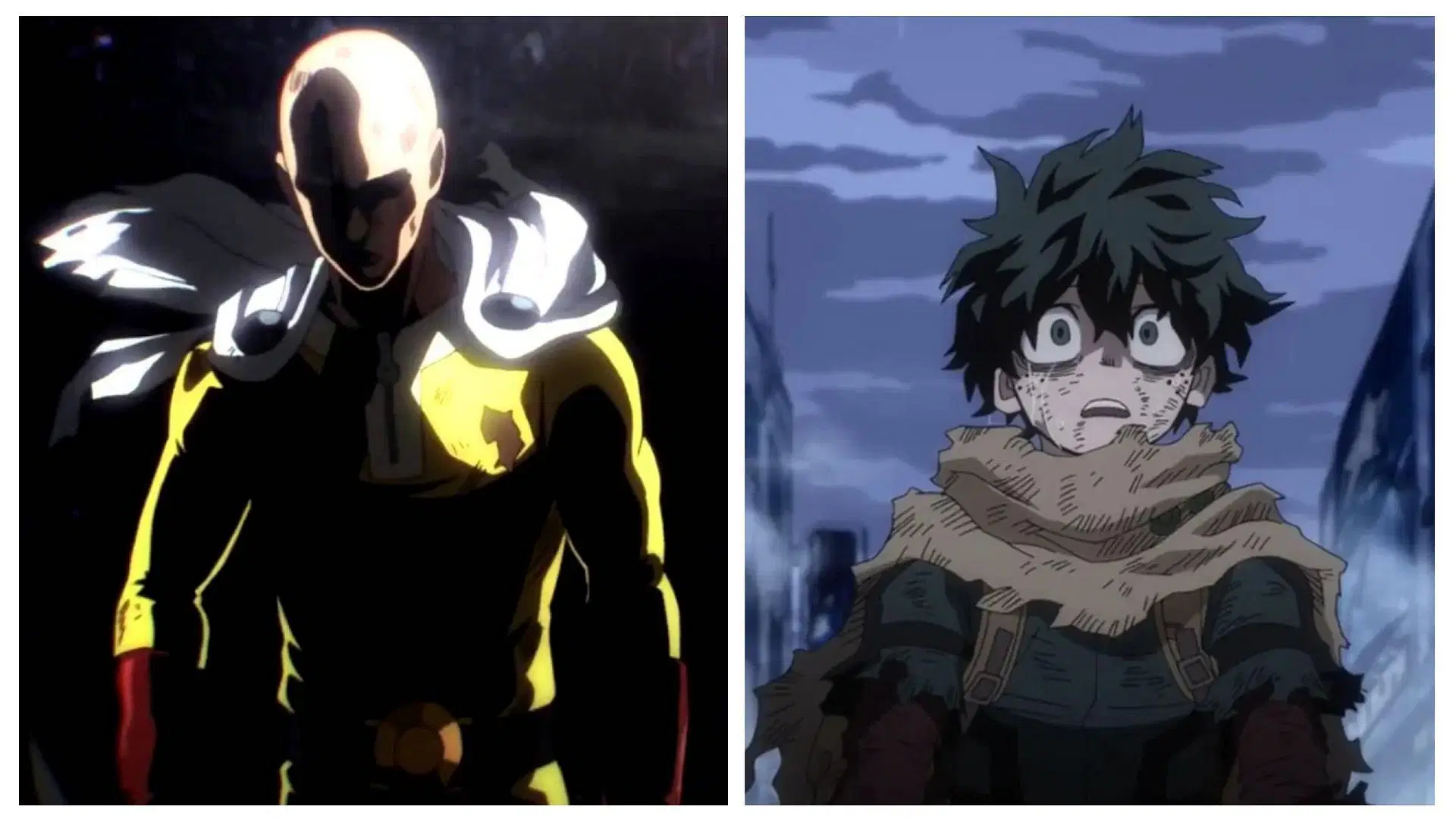 Saitama and Izuku Midoriya from their respective series