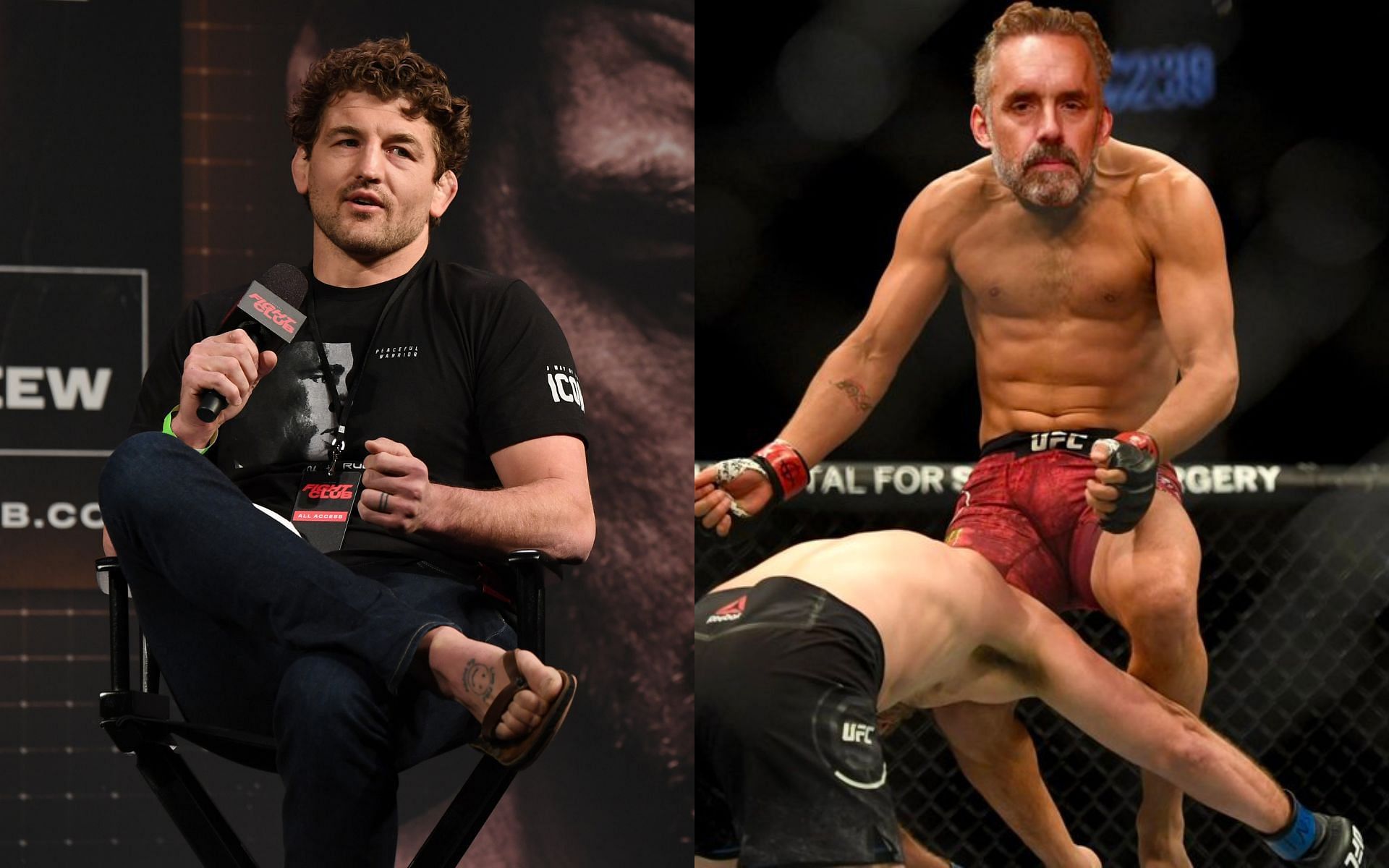 Ben Askren (left) and Jordan B Peterson photoshopped onto Jorge Masvidal  (right) (Image credits @The_Q_B on Twitter and Getty Images)