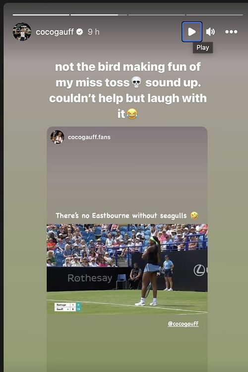 Screengrab from Coco Gauff's Instagram post