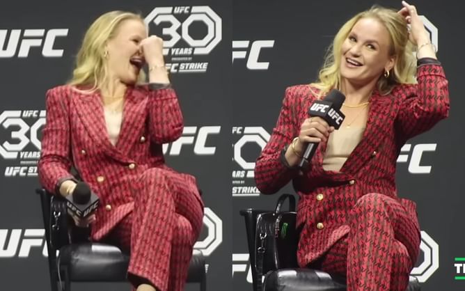 Valentina Shevchenko can't stop blushing as superfan comes up with a surprise proposal during UFC 289 media day event