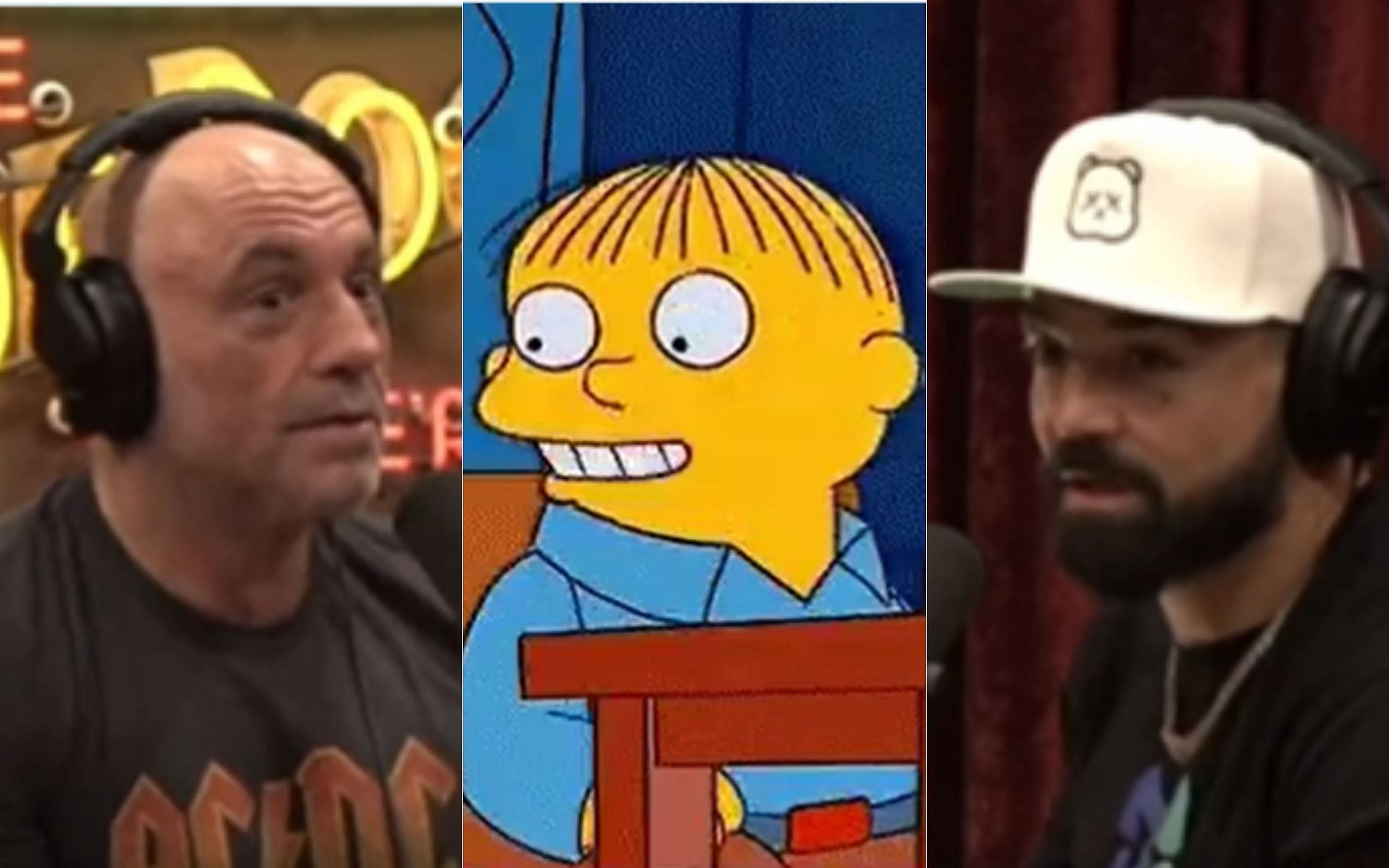 Joe Rogan (left), Ralph Wiggum (middle) and Mike Perry (right)