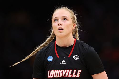 Hailey Van Lith of the Louisville Cardinals looks on during the third quarter of the game against the Iowa Hawkeyes