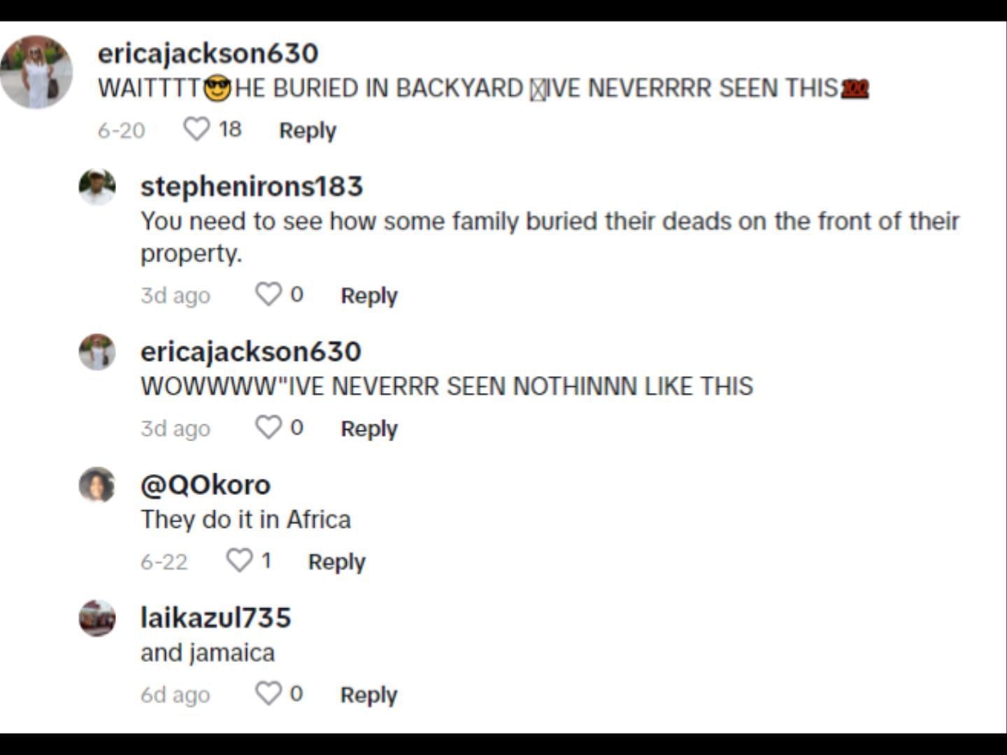 Netizens reacted to the viral video of woman burying her late father in her backyard. (Image via TikTok/@toocuteshanz)