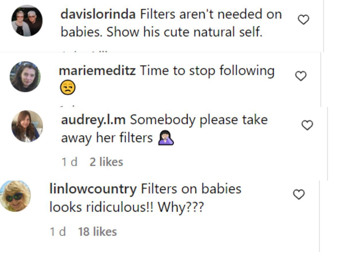 Fans don&#039;t want to see filters on a child (Image via Instagram)
